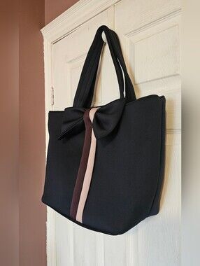 Stella & Dot "Crush It" Bow Tote Bag | Navy & Blush Neoprene